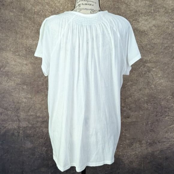 LAUREN RALPH LAUREN LRL Cotton T-Shirt Tie Detail Classic Fit White Plus Size 1X - Picture 2 of 6